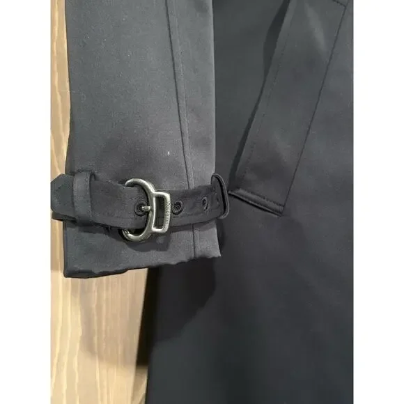 Cole Haan Double Breasted Trench Coat Women's Size 4 Black Satin Lined Classic - Picture 5 of 16